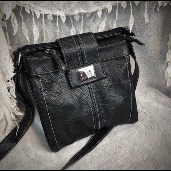 Not Sure Handbags - Black Leather Medium Size Purse Cross Body